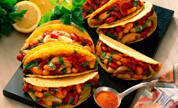 tacos warzywne nadziewane fasolą