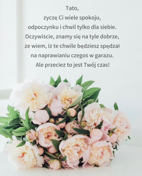 kartki życzenia na dzień ojca kwiaty peonie bukiet