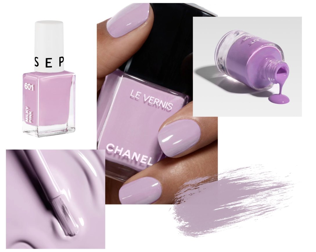 Płatki lawendy zatopione w mleku. Paznokcie w kolorze „lavender milk” są teraz w centrum uwagi