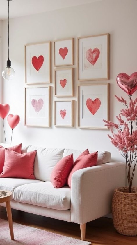 Walentynkowe dekoracje salonu 