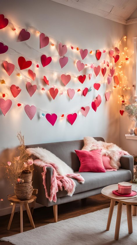 Walentynkowe dekoracje salonu 2